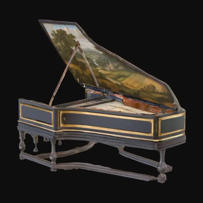 3D model for Harpsichord in Sunlit Room