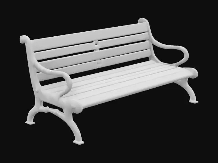 3D model for lit bit rusted and damaged waiting room sitting bench 