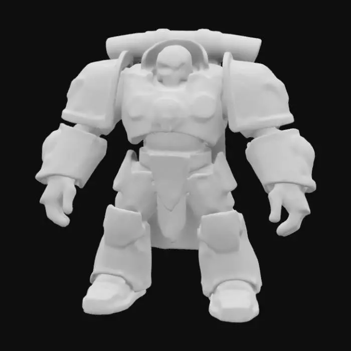 3D model for warhammer 40k, Legion of the Damned Dreadnought, Highres, Highly detailed, Dreadnaught, ripped metal, bullet holes, skull decorations, fire decorations, scratch metal, 3D Printing model