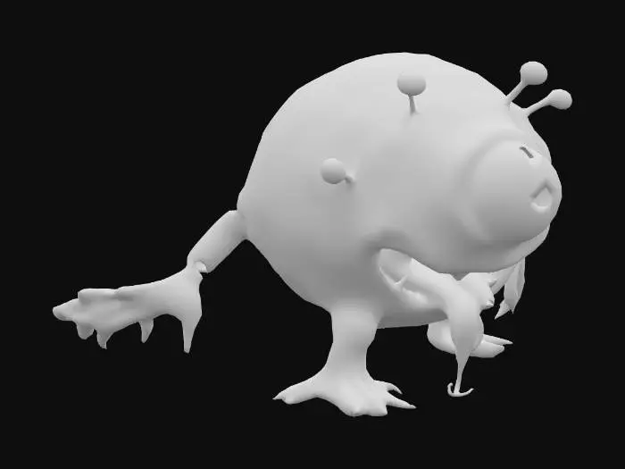 3D model for Non-humanoid floating eyeball meat monster. body horror, low-poly