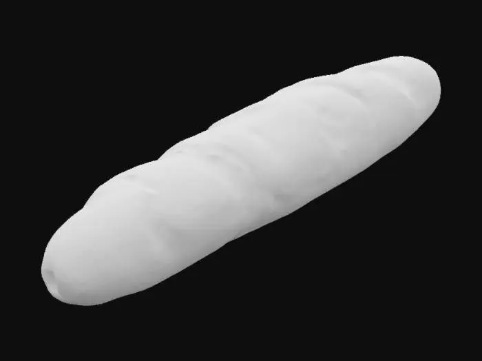 3D model for a realistic detail baguette, fresh from the oven