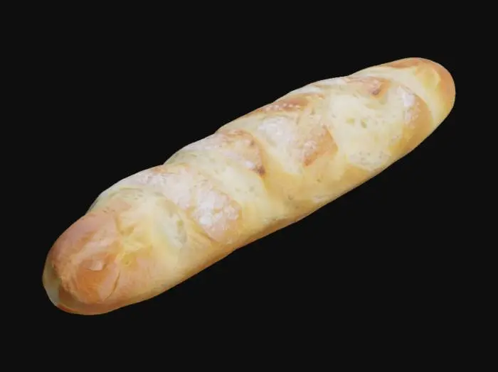 3D model for a realistic detail baguette, fresh from the oven