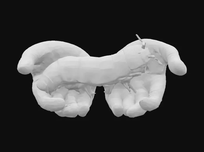 3D model for fat larva with human hands as feet