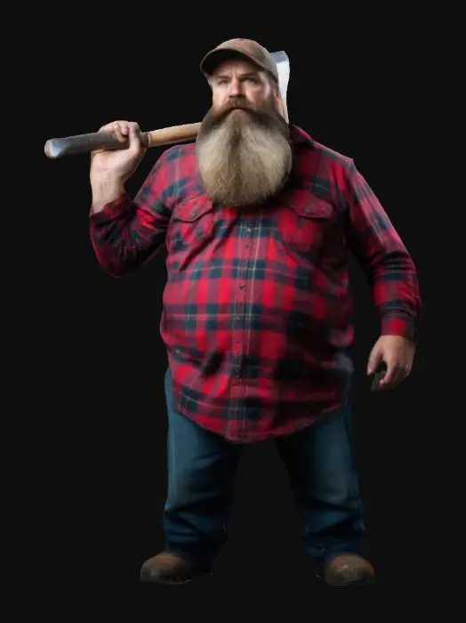 3D model for Ein Holzfäller mit einem großen Bart und einer axt und einem karierten Flieshemd