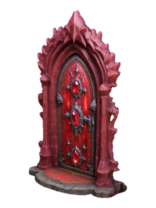 red Crystal fantasy castle door from world of warcraft - Worldofwarcraft 3D model, vytvořený pomocí AI