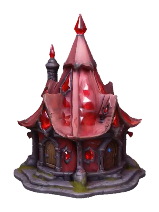 red Crystal fantasy little house from world of warcraft - Worldofwarcraft 3D model, vytvořený pomocí AI