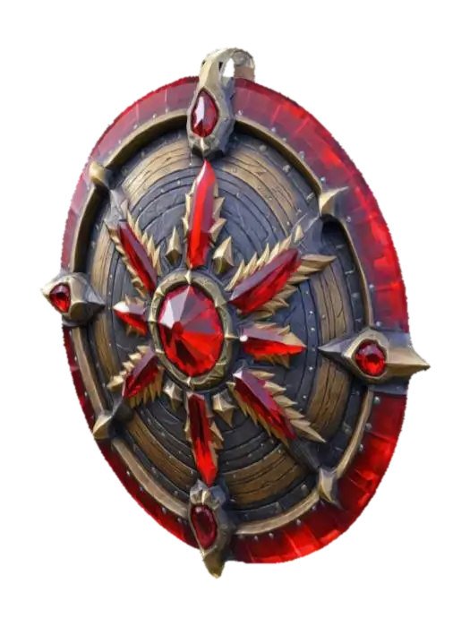red Crystal fantasy war shield from world of warcraft 3D model, vytvořený pomocí AI