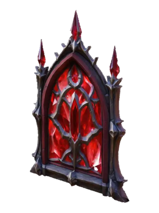 red Crystal fantasy Window from world of warcraft 3D model, vytvořený pomocí AI