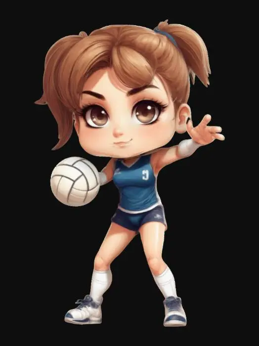 3D model for volleyball woman. Chibi art style. Highly Stylized. Comic grafik., #women#