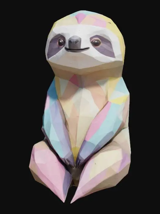 3D model for Origami Sloth made of colorful newspaper