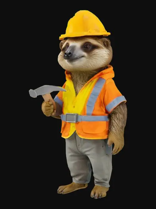 3D model for anthropomorph sloth as a construction worker