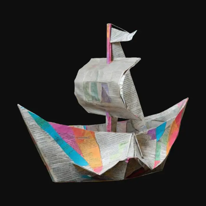 3D model for Origami paper boat, made of recycling paper, the boat looks like a ship made of paper