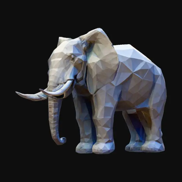 3D model for Low Poly elephant sculpture