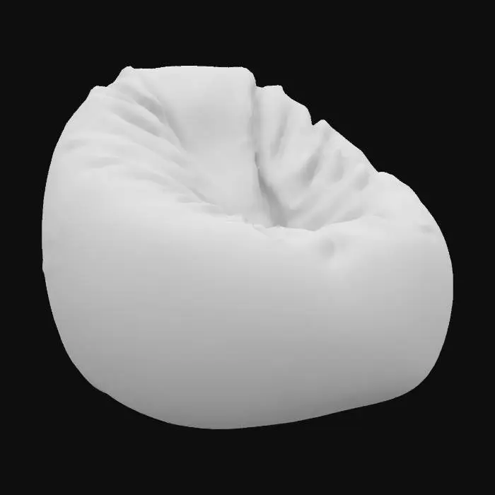 3D model for Fluffy soft beanbag chair, dark green blue, Ultra Realistic
