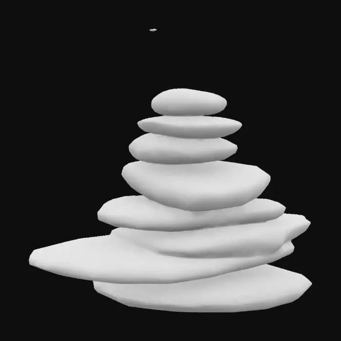 3D model for "Create an ultra-realistic, high-resolution 3D model of a balanced stack of smooth, rounded river rocks. Textures should reflect shades of gray, brown, and tan with natural imperfections and a weathered finish. Maintain the pyramid shape, precise rock proportions, and detailed surface textures. Ensure accurate lighting and no distractions, focusing solely on the stack's intricate design."












