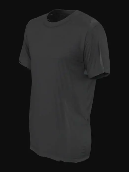 3D model for I am looking for a 3d image object for a black plain t shirt. I am creating an app in flutter. so generate the image according to this description. keep the t shirt plain and avoid irregularities
