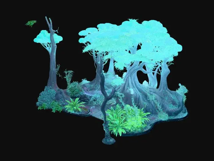 3D model for un biome de foret cyber punk