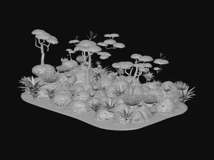 3D model for un biome de foret cyber punk