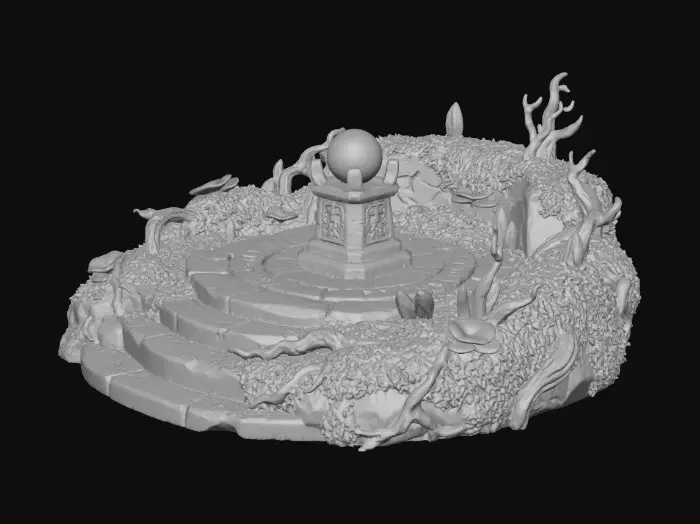 3D model for Please create a base similar to the one below, but add unique things in the base. Use the one below as a guide, but do not make it identical.