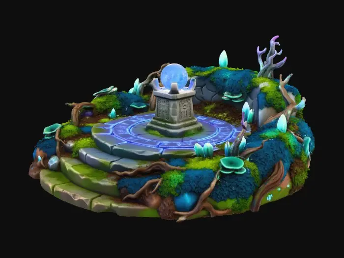 3D model for Please create a base similar to the one below, but add unique things in the base. Use the one below as a guide, but do not make it identical.