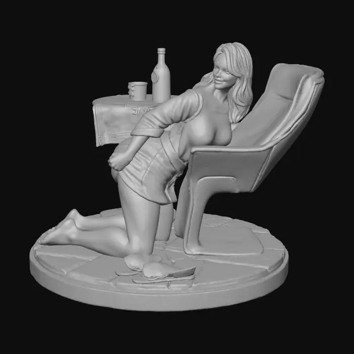 3D model for White Queen Drinking - On Knees