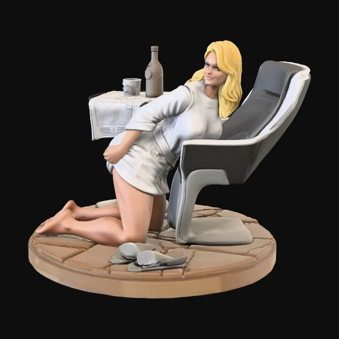 3D model for White Queen Drinking - On Knees