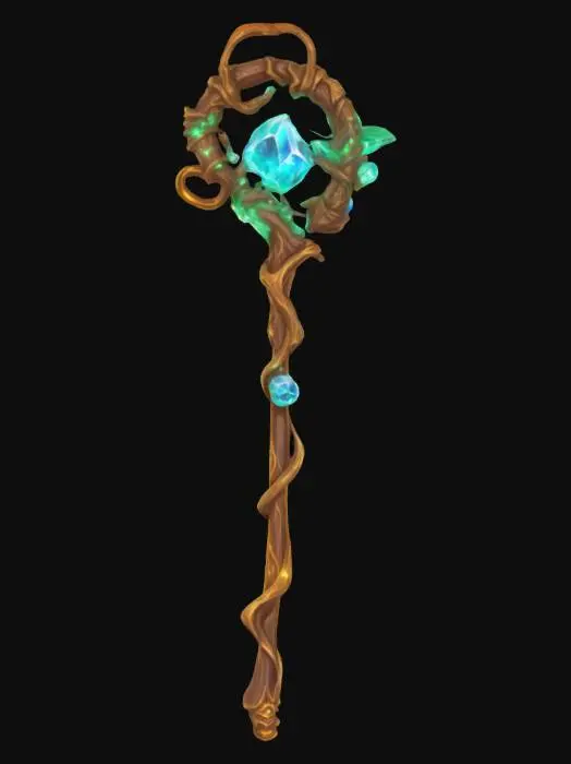 3D model for A magical healing staff with glowing crystals