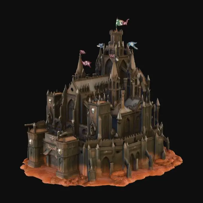 3D model for Сгенерируй мне дворец в стиле warhammer 40k, который бы находился на Марсе.
