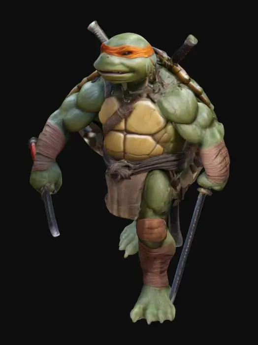 3D model for humanoid ninja turtle warior, muscles, big arms muscles, armour,  big samurai sword in hand, marks and scratches on the shell, unreal engine 5, highest quality, highest resolution, insane detailed, character design, z-brush, v-ray