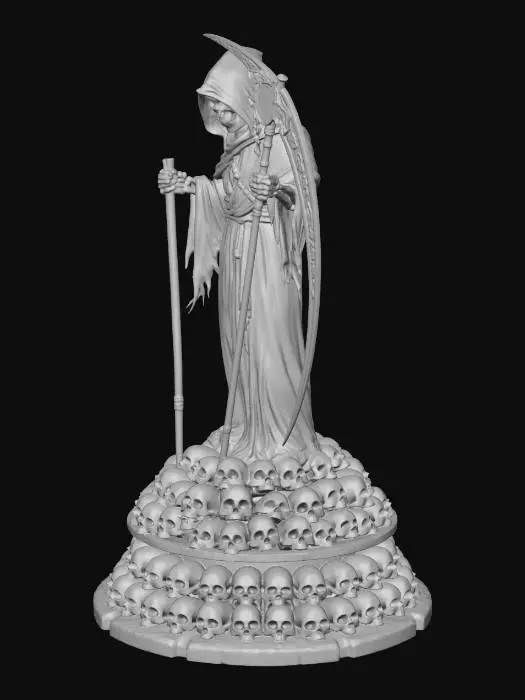 3D model for the reaper standing on a platform made of skulls