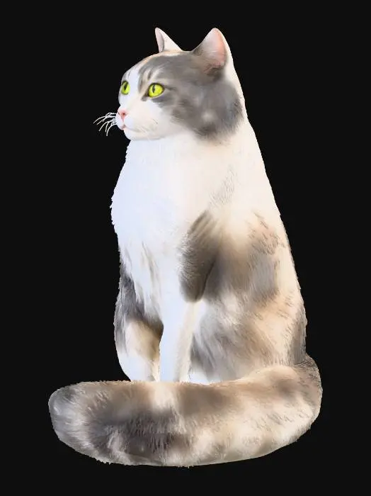 3D model for Copiar lo mas realista posible en los mismos colores. Toma como referencia la foto del gato. Copiarlo al 100%