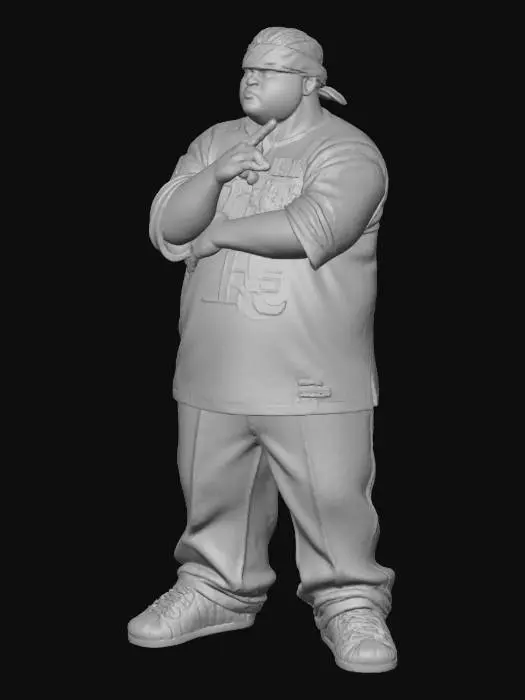 3D model for Toma como referencia la foto. Convierte a la persona en un personaje estilo anime . estilo cholo. con su jersy . y pantalones largos que cubren sus tenis. Conserva el tamaño . con tenis addidas.   sin lentes. en pose de ganster