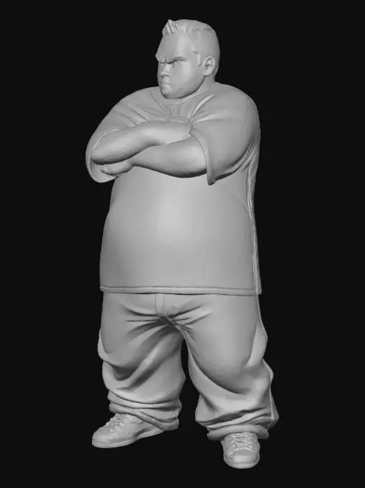 3D model for Toma como referencia la foto. Convierte a la persona en un personaje estilo anime . estilo cholo. con su jersy . y pantalones largos que cubren sus tenis. Conserva el tamaño . con tenis addidas.   sin lentes. en pose de ganster