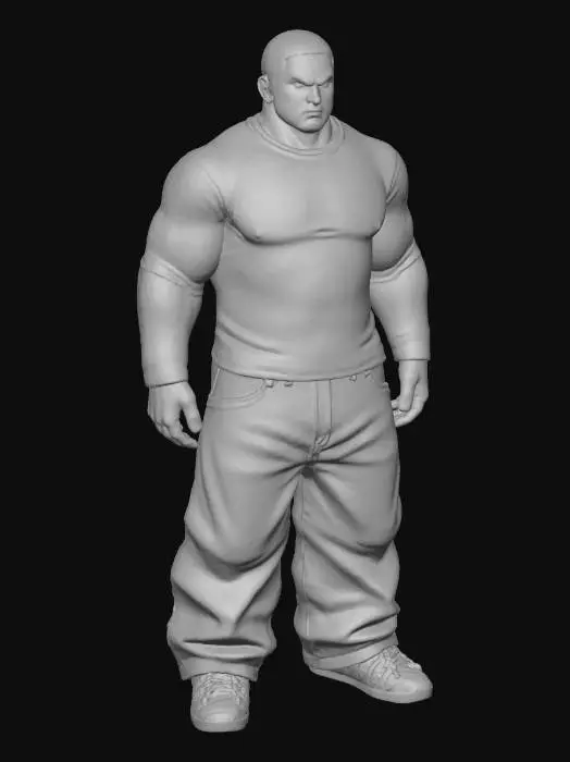 3D model for Toma como referencia la foto. Convierte a la persona en un personaje estilo anime . estilo homie.  y jeans largos estilo baggy que cubra suss piess . sin lentes.  . estilo  ganster. has al personaje musculoso y delgado . tenis addidass. pelo corto. camiseta de manga larga