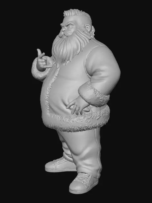 3D model for Toma como referencia la foto. Convierte a la persona en un personaje estilo anime . estilo homie. con vestimenta de santa claus. usar barba blanca y  pantalones largos que cubren sus pies . sin lentes. en pose de ganster. usando addidas