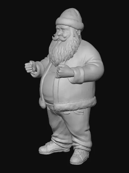 3D model for Toma como referencia la foto. Convierte a la persona en un personaje estilo anime . estilo homie. con vestimenta de santa claus. usar barba blanca y  pantalones largos que cubren sus pies . sin lentes. en pose de ganster. usando addidas