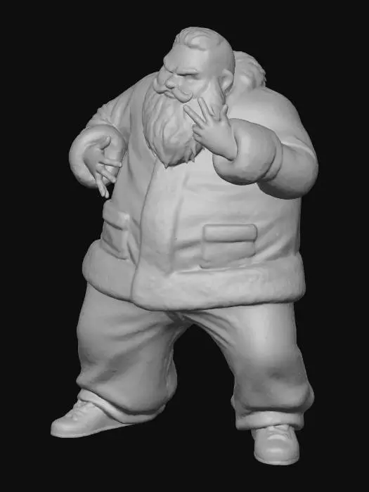 3D model for Toma como referencia la foto. Convierte a la persona en un personaje estilo anime . estilo homie. con vestimenta de santa claus. usar barba blanca y  pantalones largos que cubren sus pies . sin lentes. en pose de ganster. usando addidas