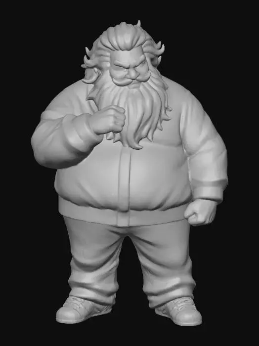 3D model for Toma como referencia la foto. Convierte a la persona en un personaje estilo anime . estilo homie. con vestimenta de santa claus. usar barba blanca y cabello blanco.  pantalones largos que cubren sus pies . sin lentes. en pose de ganster. usando addidas. pose sin abrir los dedos. manos cerradas.