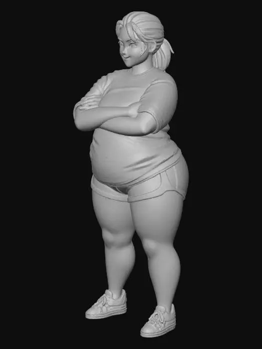 3D model for Toma como referencia la foto. Convierte a la persona en un personaje estilo anime. coserva tamaño corporal Lo mas parecido en aspecto al 100%
quita el arbol. poses estilo ganster. un poco rellenita tipo talla grande. . Con sus pechos copa B. Y sus caderas anchas. Con su gluteos redondos. Poses. Cuerpo completo usado short shorts y playeras estilo baggy. sin sombrero sin lentes tenis addidas. ropa en colores rojo y blanco .