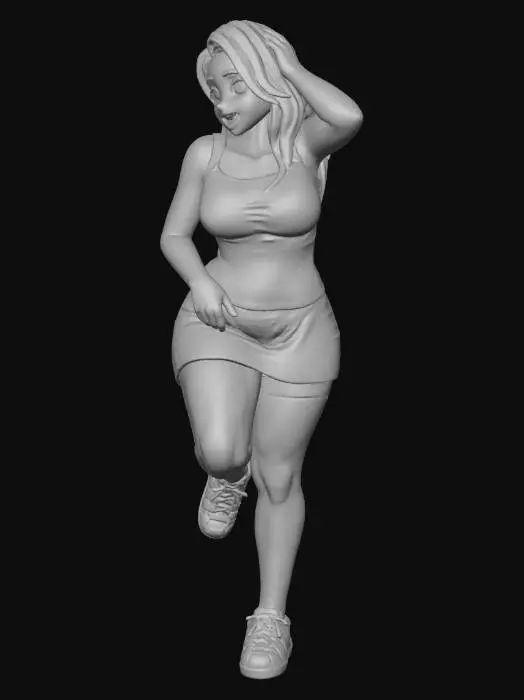 3D model for Toma como referencia la foto. Convierte a la persona en un personaje estilo anime. coserva tamaño corporal  Lo mas parecido en aspecto al 100% 
quita el arbol.un poco rellenita tipo talla mediana.Con sus pechos copa C. Y sus caderas anchas. Con su gluteos redondos. Poses de gaster. Cuerpo completo. tank top,  sin sombrero sin lentes tenis addidas. mini skirt.