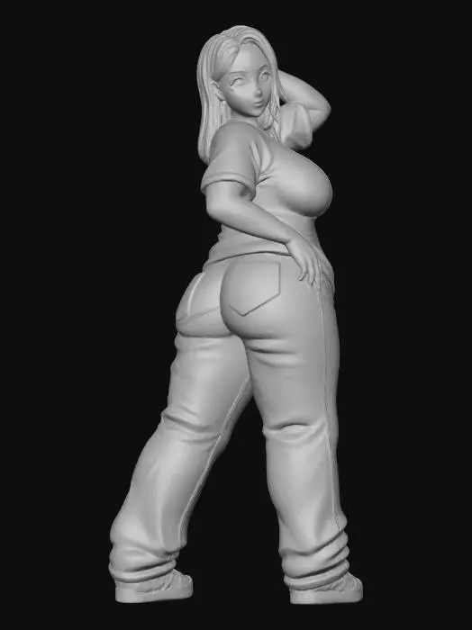 3D model for Toma como referencia la foto. Convierte a la persona en un personaje estilo anime. coserva tamaño corporal  Lo mas parecido en aspecto al 100% 
quita el arbol. poses de modelo. un poco rellenita tipo talla grande. . Con sus pechos copa DD. Y sus caderas anchas. Con su gluteos redondos. Poses. Cuerpo completo usado pataloes baggy y playeras estilo baggy.  sin sombrero sin lentes tenis addidas. ropa en colores rosa y  negro. jeans en color jean