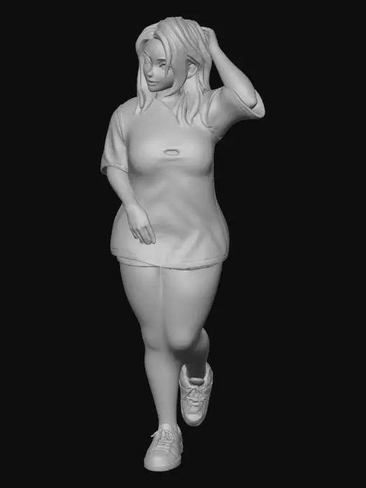 3D model for Toma como referencia la foto. Convierte a la persona en un personaje estilo anime. coserva tamaño corporal Lo mas parecido en aspecto al 100%
quita el arbol. poses estilo ganster. un poco rellenita tipo talla grande. . Con sus pechos copa B. Y sus caderas anchas. Con su gluteos redondos. Poses. Cuerpo completo usado short shorts y playeras estilo baggy. sin sombrero sin lentes tenis addidas. ropa en colores rojo y blanco .
