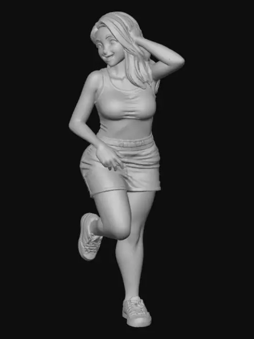 3D model for Toma como referencia la foto. Convierte a la persona en un personaje estilo anime. coserva tamaño corporal  Lo mas parecido en aspecto al 100% 
quita el arbol.un poco rellenita tipo talla mediana.Con sus pechos copa C. Y sus caderas anchas. Con su gluteos redondos. Poses. Cuerpo completo. tank top,  sin sombrero sin lentes tenis addidas. mini skirt.