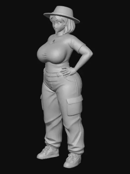 3D model for Toma como referencia la foto. Convierte a la persona en un personaje estilo anime. coserva tamaño corporal  Lo mas parecido en aspecto al 100% 
quita el arbol. poses de modelo. un poco rellenita tipo talla grande. . Con sus pechos copa DD. Y sus caderas anchas. Con su gluteos redondos. Poses. Cuerpo completo usado pataloes baggy y playeras pegadas.si sombrero sin lentes tenis addidas