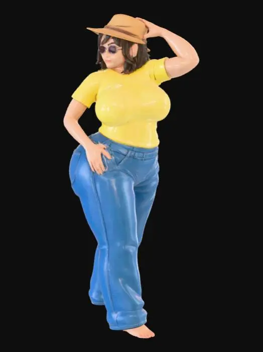 3D model for Toma como referencia la foto. Convierte a la persona en un personaje estilo anime. coserva tamaño corporal  Lo mas parecido en aspecto al 100% 
quita el arbol. poses de modelo. un poco rellenita tipo talla grande. . Con sus pechos copa DD. Y sus caderas anchas. Con su gluteos redondos. Poses. Cuerpo completo usado pataloes baggy y playeras pegadas