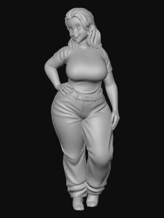 3D model for Toma como referencia la foto. Convierte a la persona en un personaje estilo anime. coserva tamaño corporal  Lo mas parecido en aspecto al 100% 
quita el arbol. poses de modelo. un poco rellenita tipo talla grande. . Con sus pechos copa DD. Y sus caderas anchas. Con su gluteos redondos. Poses. Cuerpo completo usado pataloes baggy y playeras pegadas