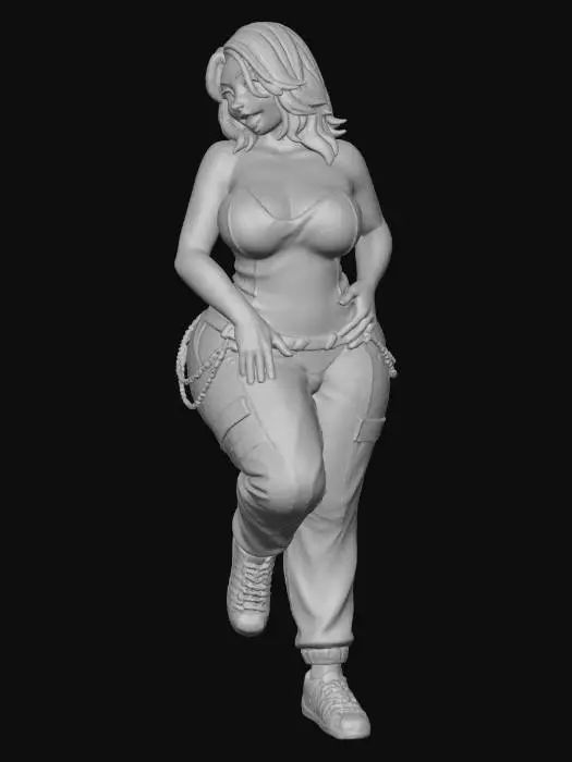 3D model for Toma como referencia la foto. Convierte a la persona en un personaje estilo anime. coserva tamaño corporal  Lo mas parecido en aspecto al 100% 
quita el arbol. poses estilo ganster. un poco rellenita tipo talla grande. . Con sus pechos copa D. Y sus caderas anchas. Con su gluteos redondos.Cuerpo completo usado traje se conejo estilo cholo.  sin sombrero sin lentes tenis addidas.