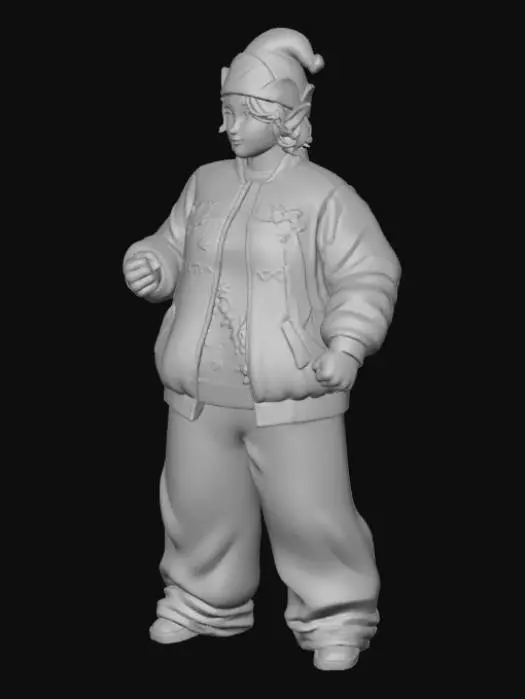 3D model for Toma como referencia la foto. Convierte a la persona en un personaje estilo anime. conserva su estatura y cuerpo. no lentes no sombrero. ropa estilo homie. cholo. con pantalones cholos. que cubran los pies. y solo la punta de los tenis salga. Usando ropa en colores navideños. Con gorro y orejas de elfos. Haciendo poses de gaster. Pero con los puños cerrados. Talla mediana. Cuerpo mediano