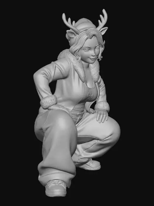 3D model for Toma como referencia la foto. Convierte a la persona en un personaje estilo anime. conserva su estatura y cuerpo. no lentes no sombrero. ropa estilo homie. cholo. con pantalones cholos. que cubran los pies. y solo la punta de los tenis salga. Usando ropa en colores navideños. Con gorro de santa claus. y cuernos de reno. como diadema  Haciendo poses de gaster. la ropa entallada en las blusas o chamarras abiertas con tank tops por debajo pero pegados al cuerpo.