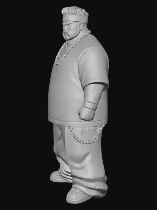 3D model for Toma como referencia la foto. Convierte a la persona en un personaje estilo anime. conserva su estatura y cuerpo. no lentes no sombrero. ropa estilo homie. cholo. con pantalones cholos. que cubran los pies. y solo la punta de los tenis salga. convertielo en un superherore. pero conservando su aspecto y talla xl.